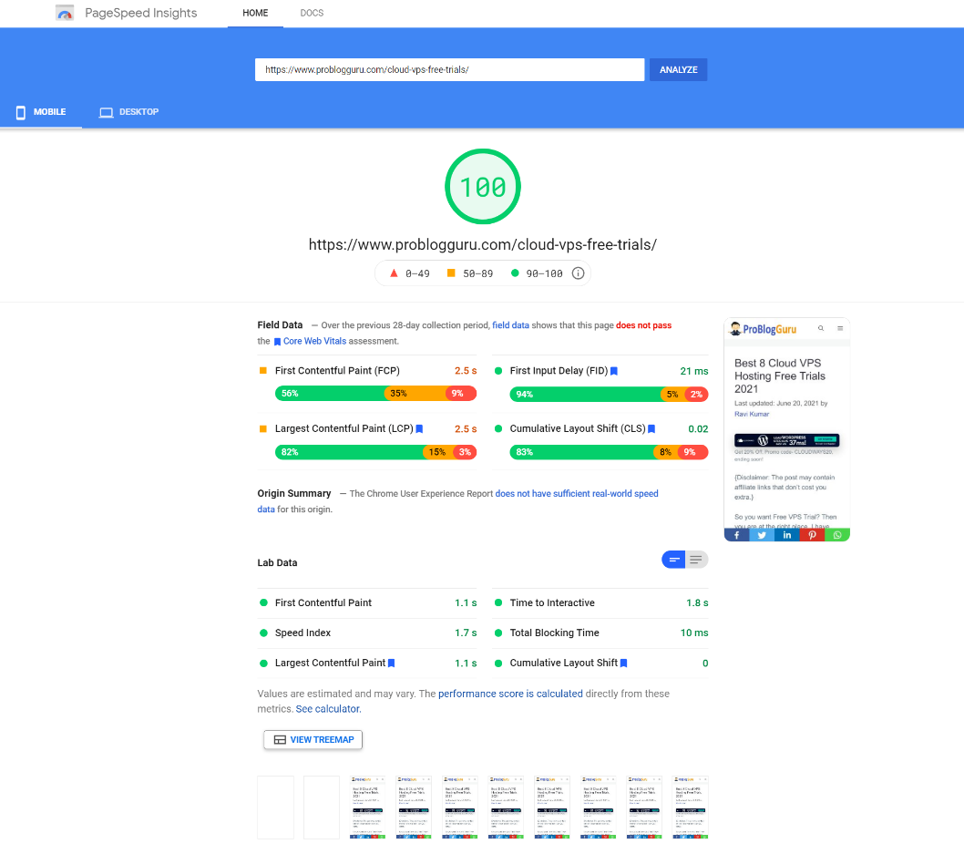 Problogguru PSI Report