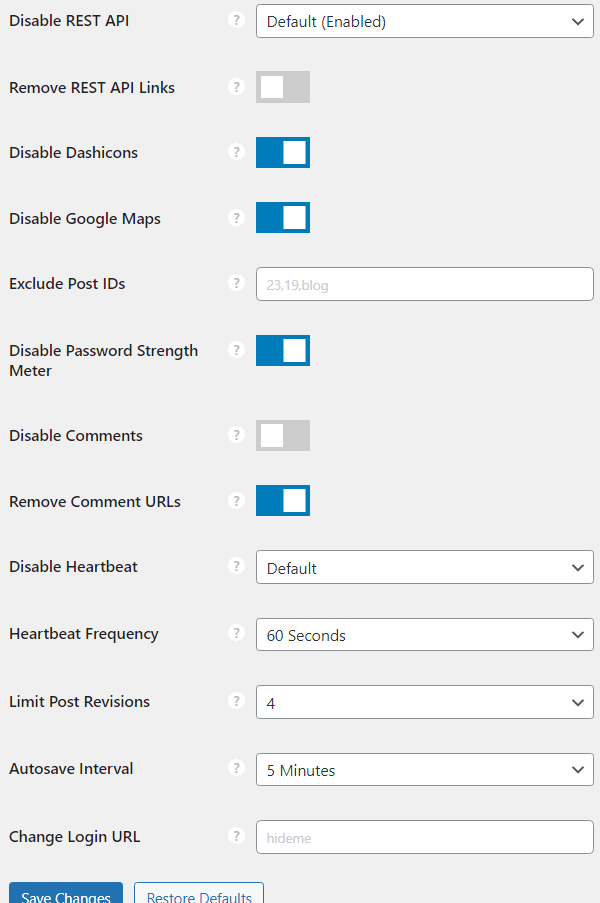 perfmatters useless feature of wordpress