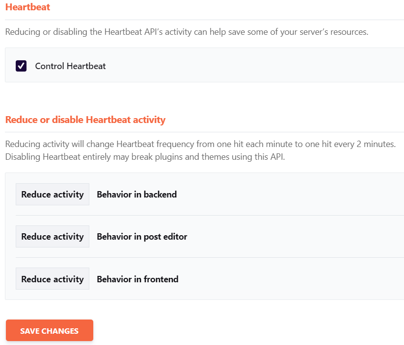 WP Rocket Heartbeat Setting