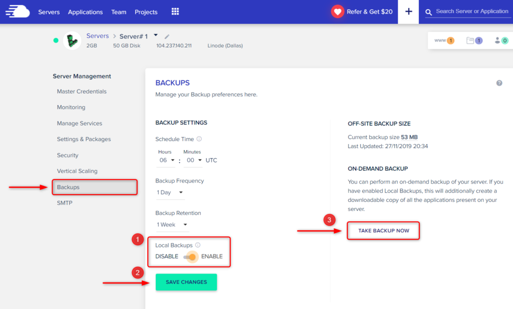 cloudways backup