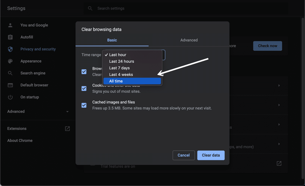 clear browser cache