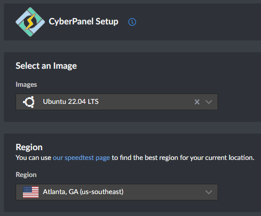 Select Image and Data Center