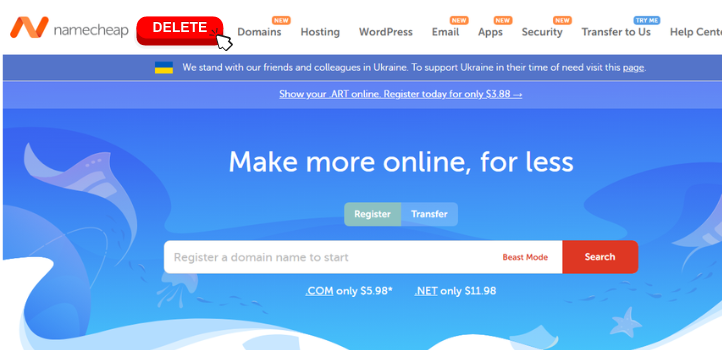 namecheap account delete