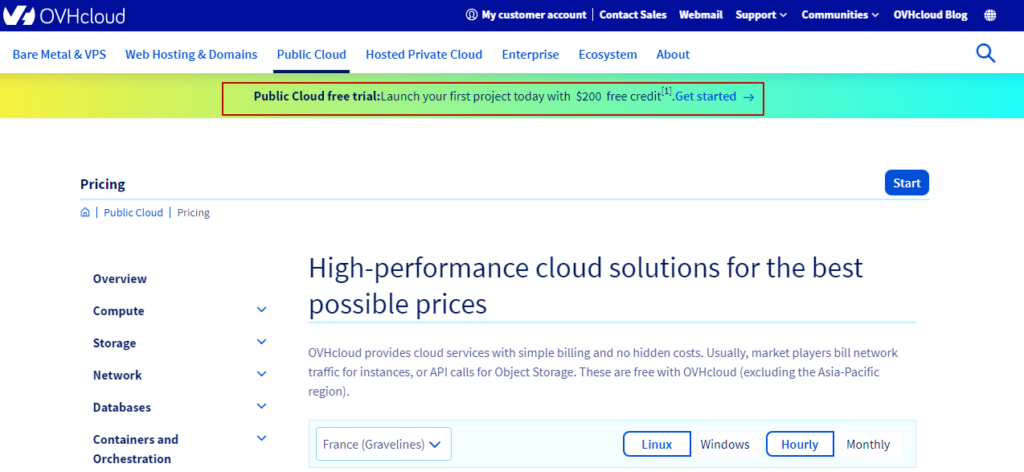 ovh cloud free trial