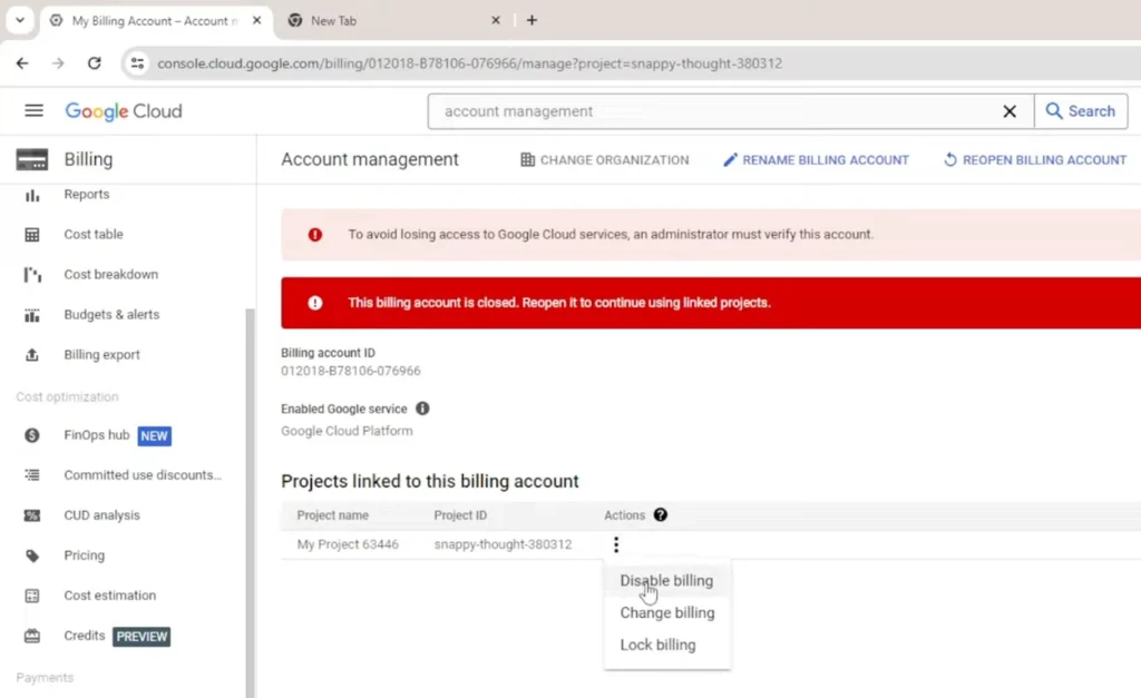 gcp-4 disable projects 