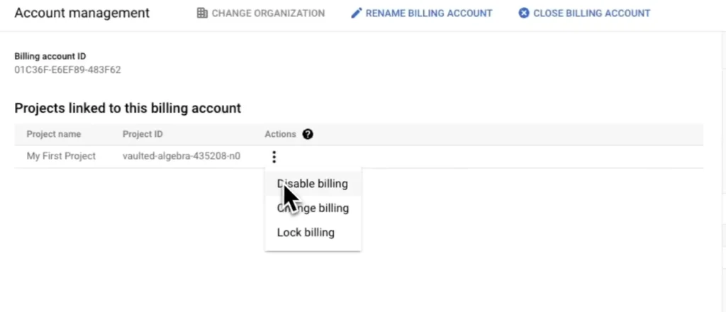 cancel billing account 