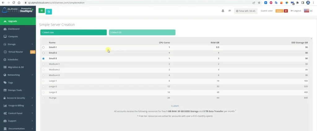 cloudsigma dashboard