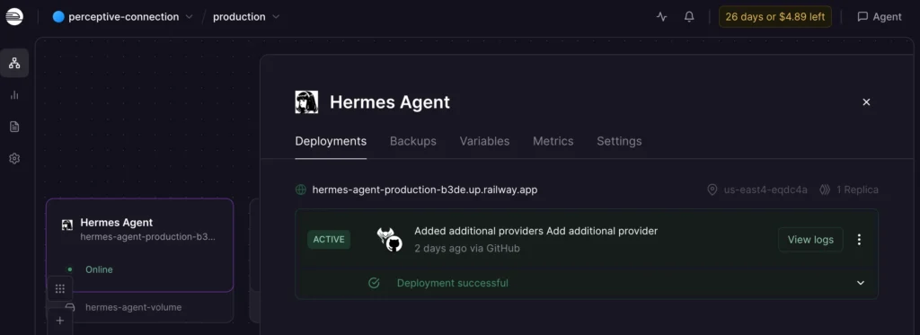 hermes agent on railway