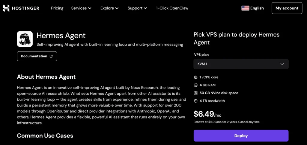 hostinger hermes agent